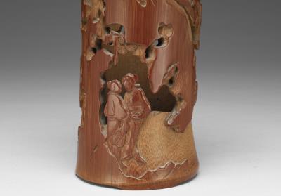 图片[2]-Carved bamboo brush pot on the story of Bodhidharma, 17th century, late Ming to early Qing dynasty-China Archive